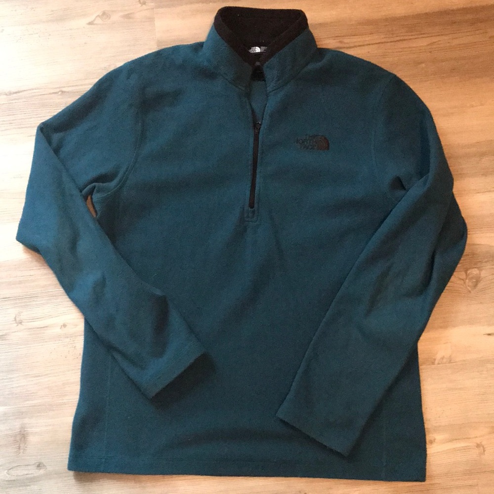 North Face Men’s Small 1/4 zip fleece jacket teal